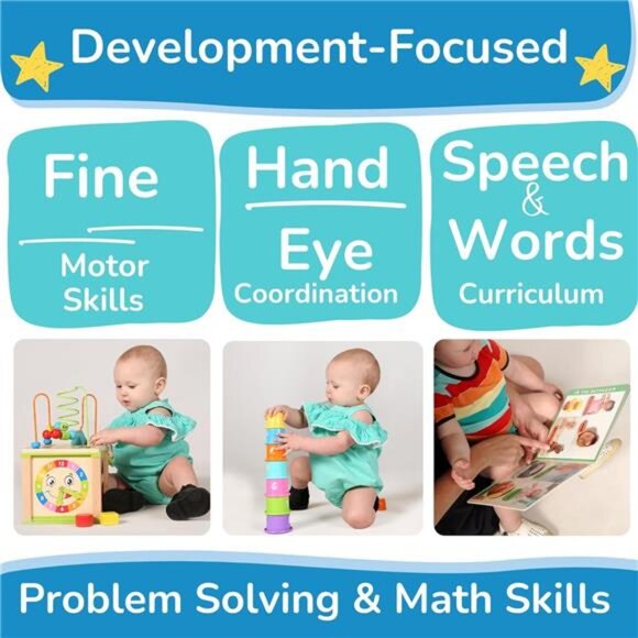 Wooden Kids Baby Activity Cube - Girls Gift Set | 1st Birthday Gifts - Picture 6 of 7